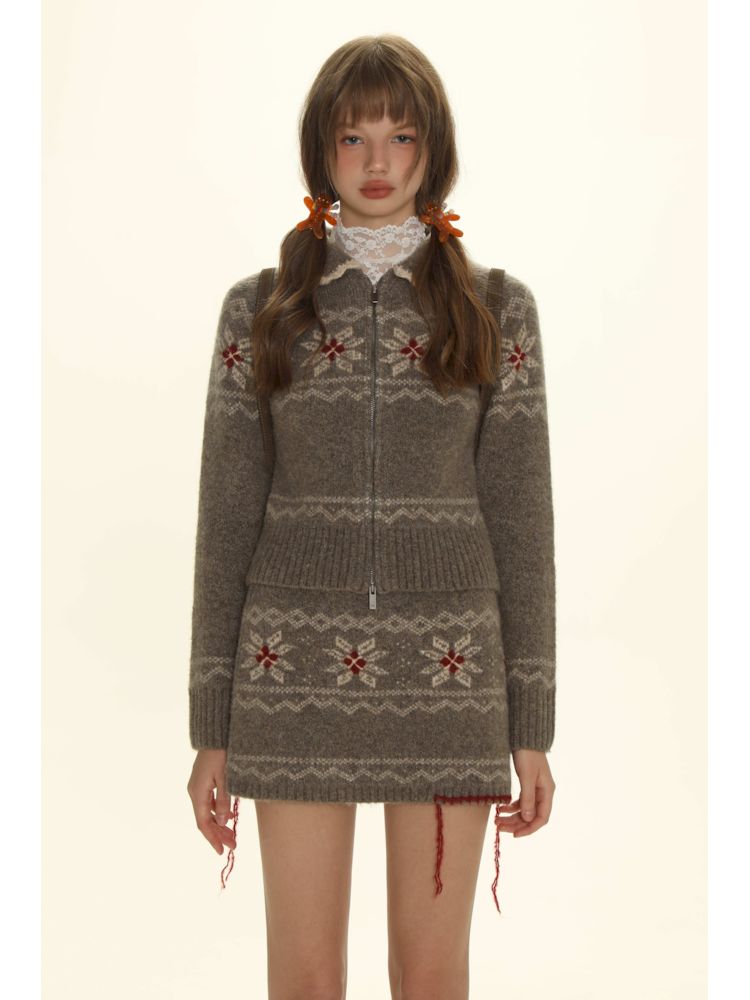 Tassel Zipper Sweater Knit Cardigan Set【s0000006011】