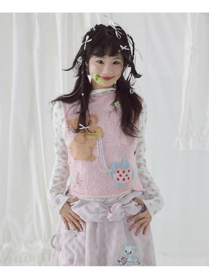 Raglan Cute Knit Vest【s0000004646】