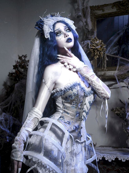 Gothic Ribbed Lace Corset Dress【s0000010034】