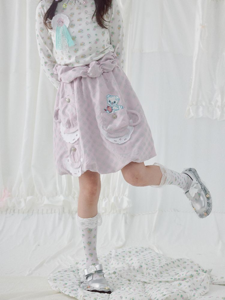 Teacup Cute Two-Tone Halter Skirt【s0000004644】