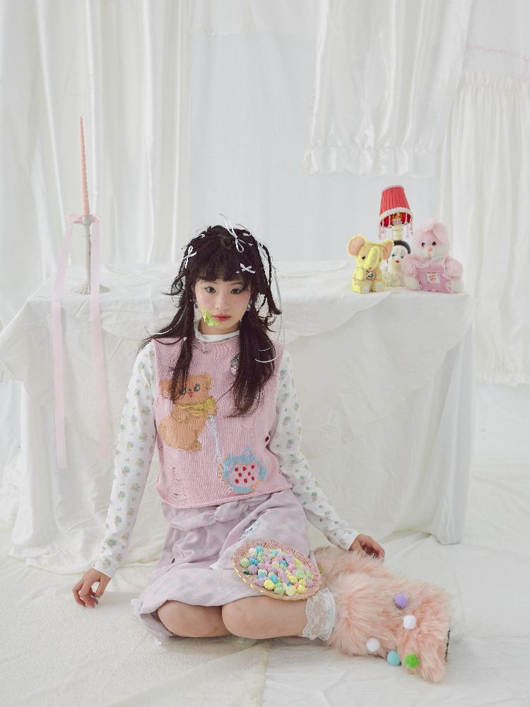 Raglan Cute Knit Vest【s0000004646】