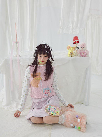 Raglan Cute Knit Vest【s0000004646】