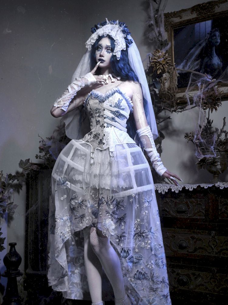 Gothic Ribbed Lace Corset Dress【s0000010034】