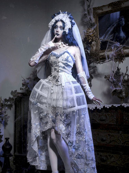 Gothic Ribbed Lace Corset Dress【s0000010034】