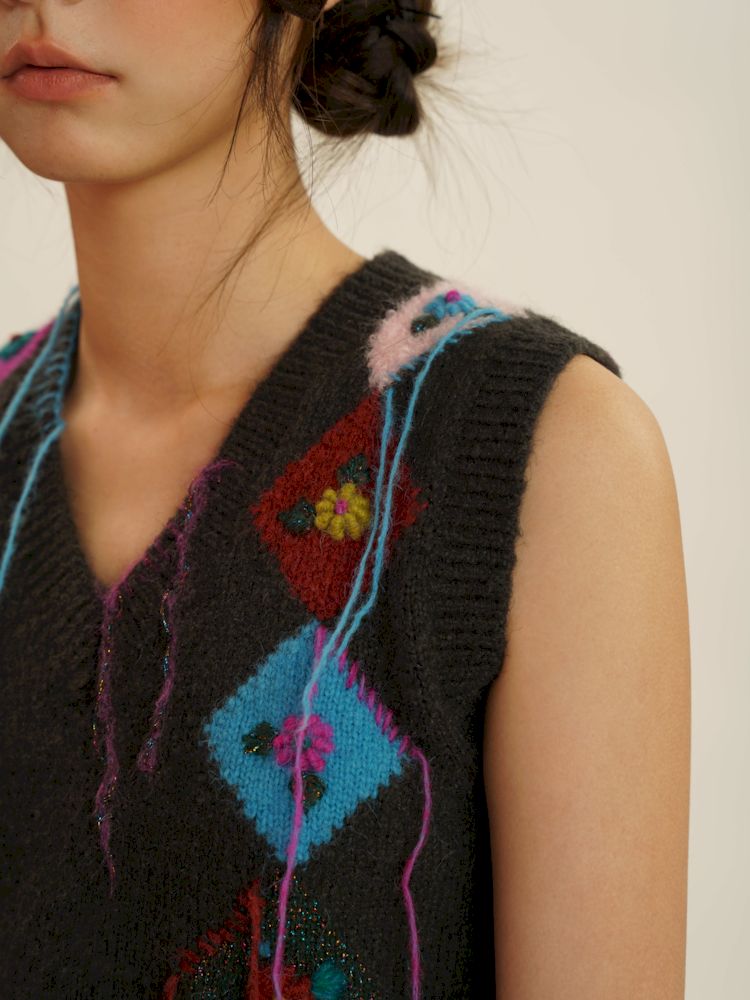 Fringe Sleeveless Knit Vest【s0000006030】