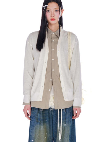 Long soft feeling V-neck knitted cardigan【s0000008606】