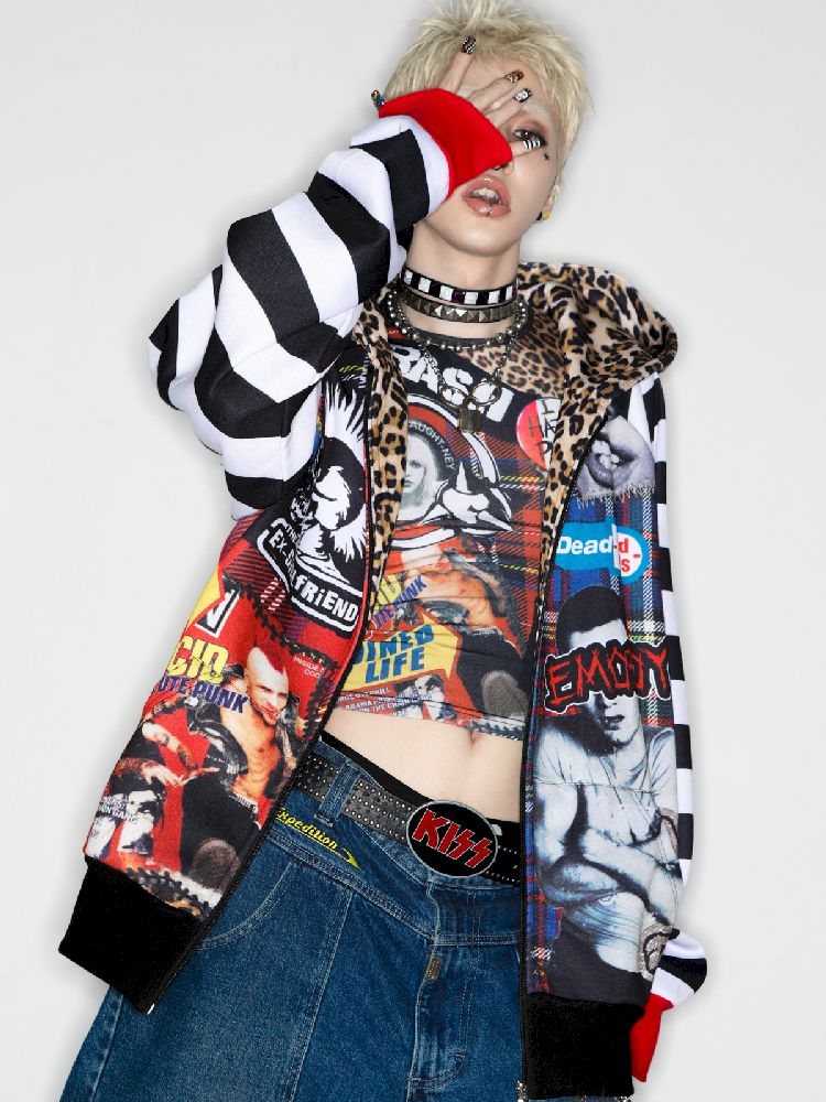 American punk leopard print Zipper Sweatshirt Jacket【s0000010272】