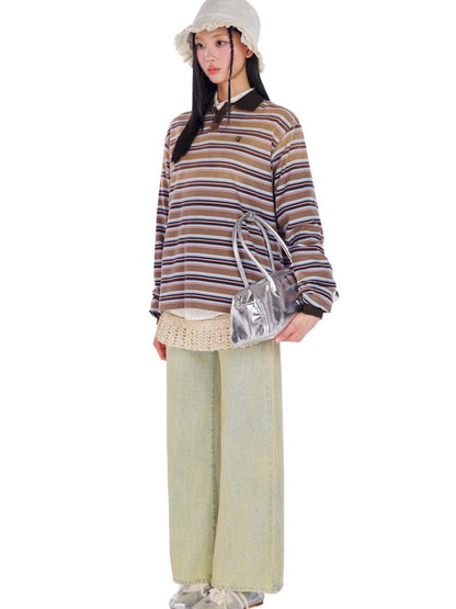 POLO Neck Embroidered Label Long Sleeve T-Shirt【s0000008585】