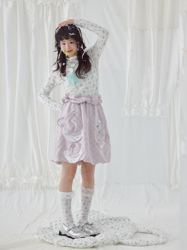 Teacup Cute Two-Tone Halter Skirt【s0000004644】