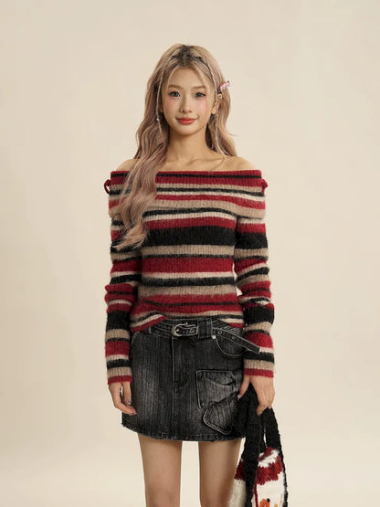 One shoulder Slim sweater【s0000005996】