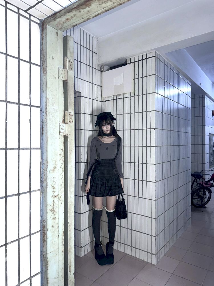 Plaid Halter Poncho Dress Pants【s0000012027】