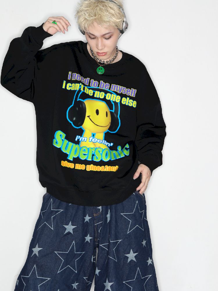 American Casual Street Smiley Loose Pullover【s0000010265】
