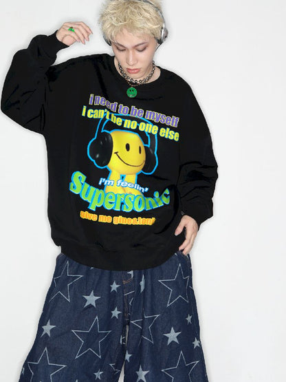 American Casual Street Smiley Loose Pullover【s0000010265】