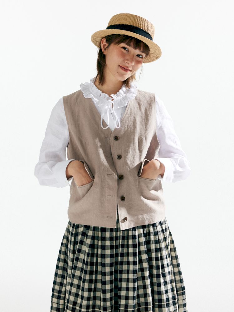 Retro Casual V-neck Linen Vest Jacket【s0000007627】