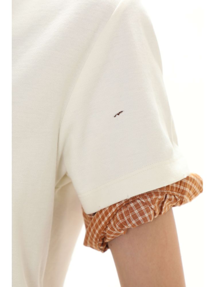 Butterfly M Embroidery Hole Breaking Short Sleeve Polo Shirt【s0000008659】