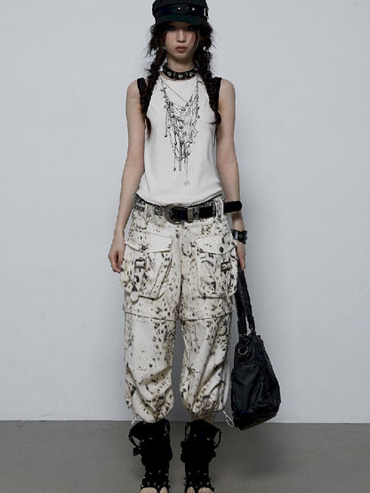 Fake Two Piece Clashing Fringe Patchwork Vest【s0000009389】