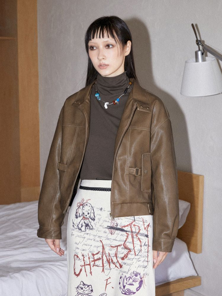 Brown Leather Jacket【s0000010090】