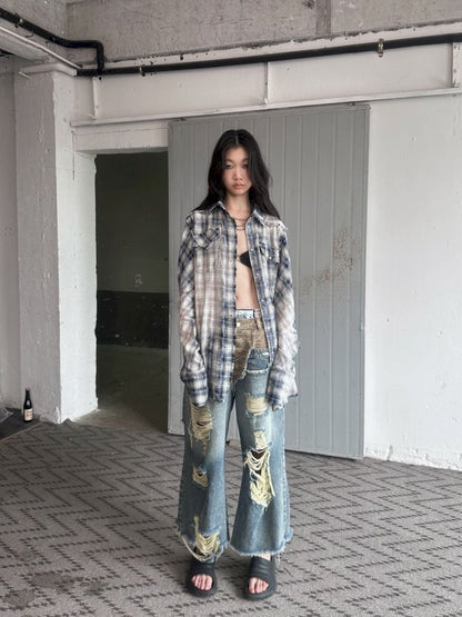 Old Studded Plaid Swoosh Work Shirt【s0000008494】