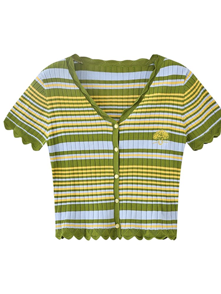 Flight to Berlin" Knit Short Sleeve Cardigan【s0000008868】"