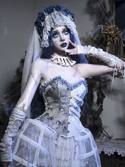 Gothic Ribbed Lace Corset Dress【s0000010034】