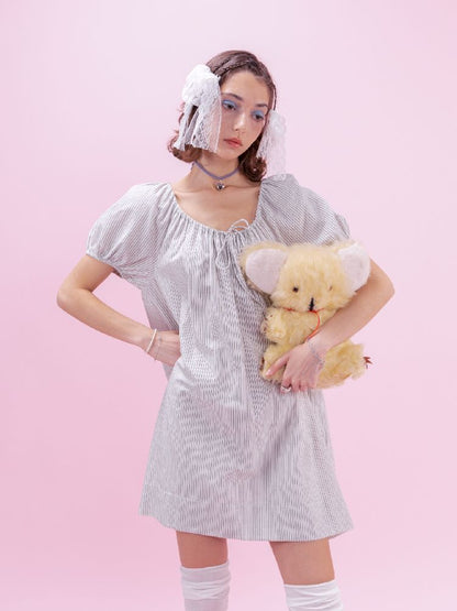 Striped Cotton Vacation Style Loose Dress【s0000009323】