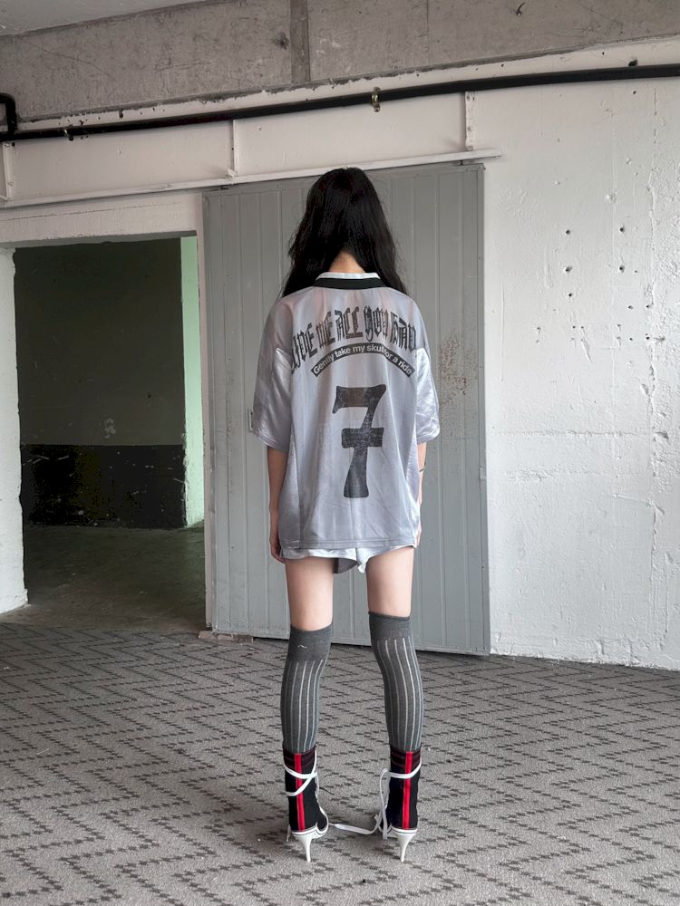 Satin Patchwork Street Oversize Jersey T-Shirt【s0000008498】