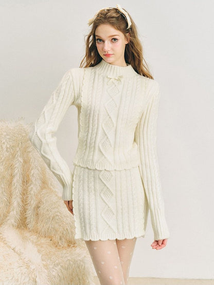 Knit Lace Set Soft Twist Sweater【s0000005282】
