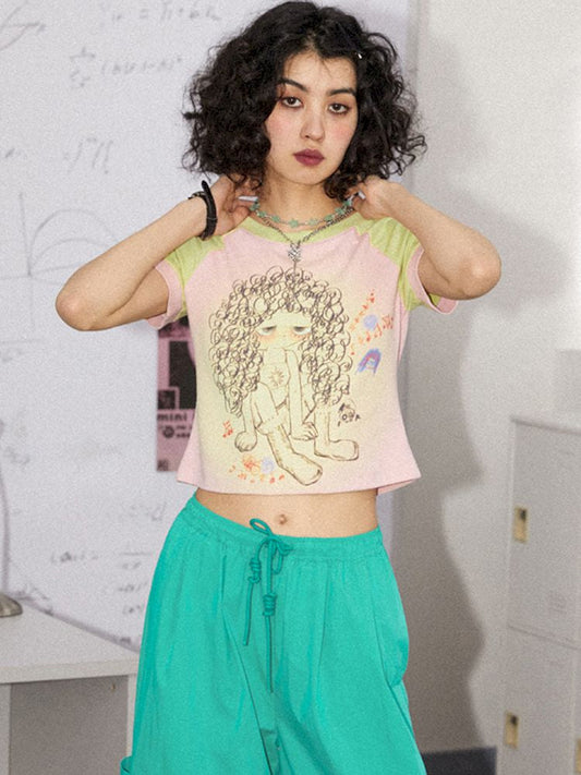 Noise Girl Printed Short Sleeve T-Shirt【s0000008842】