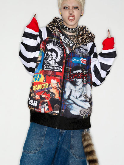 American punk leopard print Zipper Sweatshirt Jacket【s0000010272】