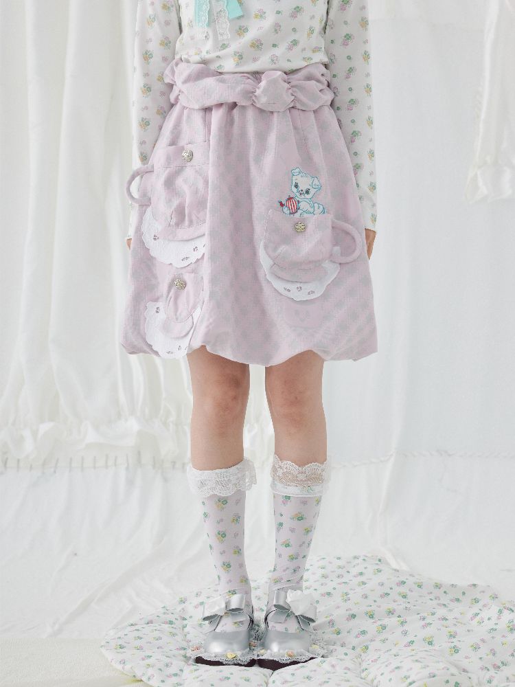 Teacup Cute Two-Tone Halter Skirt【s0000004644】