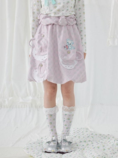 Teacup Cute Two-Tone Halter Skirt【s0000004644】