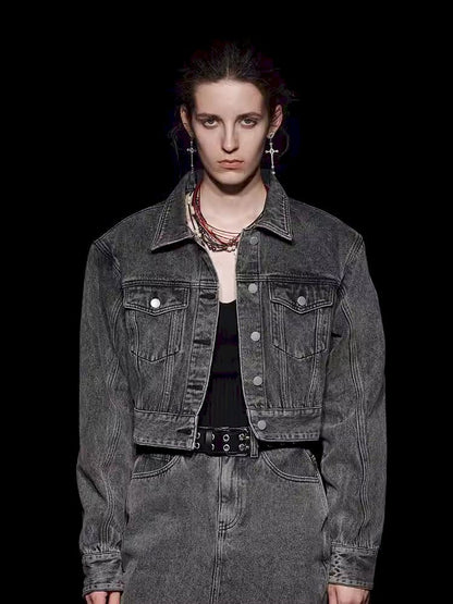 Fried Color buttons super silhouette lapel denim jacket【s0000005494】