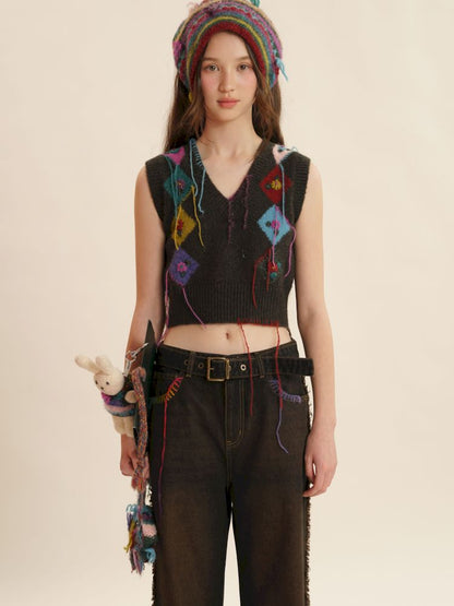 Fringe Sleeveless Knit Vest【s0000006030】