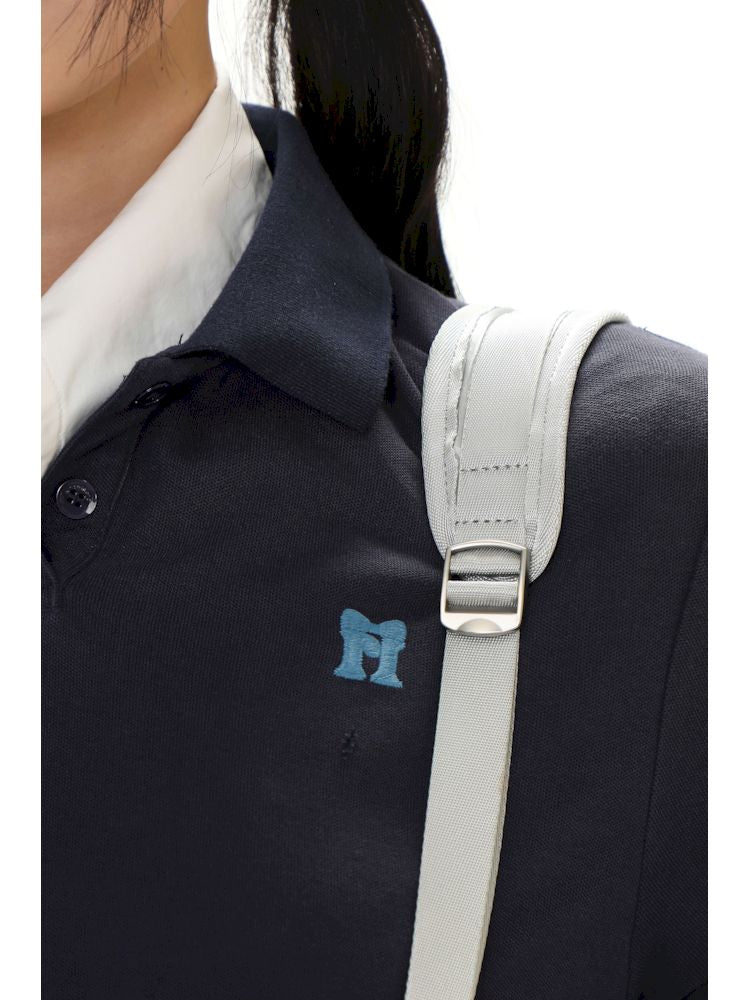 Butterfly M Embroidery Hole Breaking Short Sleeve Polo Shirt【s0000008659】