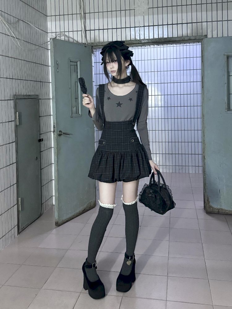 Plaid Halter Poncho Dress Pants【s0000012027】