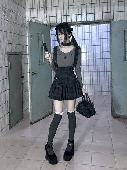 Plaid Halter Poncho Dress Pants【s0000012027】