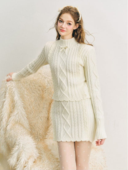 Knit Lace Set Soft Twist Sweater【s0000005282】