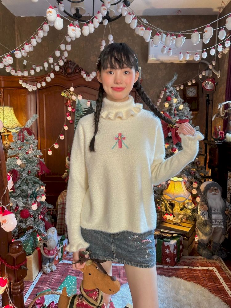 Turtleneck Lapel Lace Sweater【s0000004653】