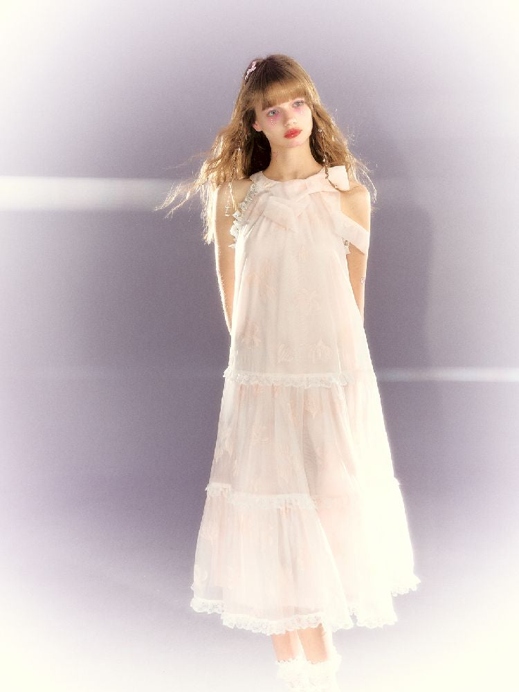 Lace Hanging Neck Long Loose Dress【s0000009316】