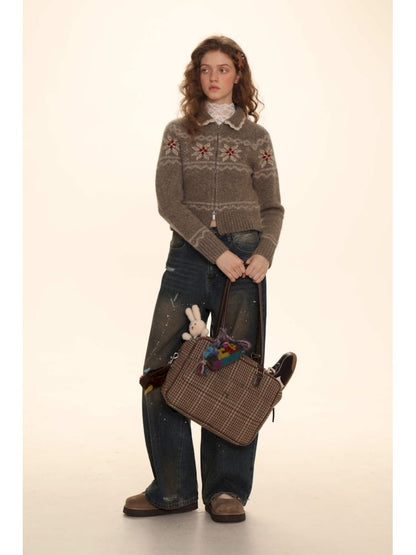 Tassel Zipper Sweater Knit Cardigan Set【s0000006011】