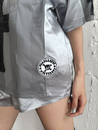 Satin Patchwork Street Oversize Jersey T-Shirt【s0000008498】