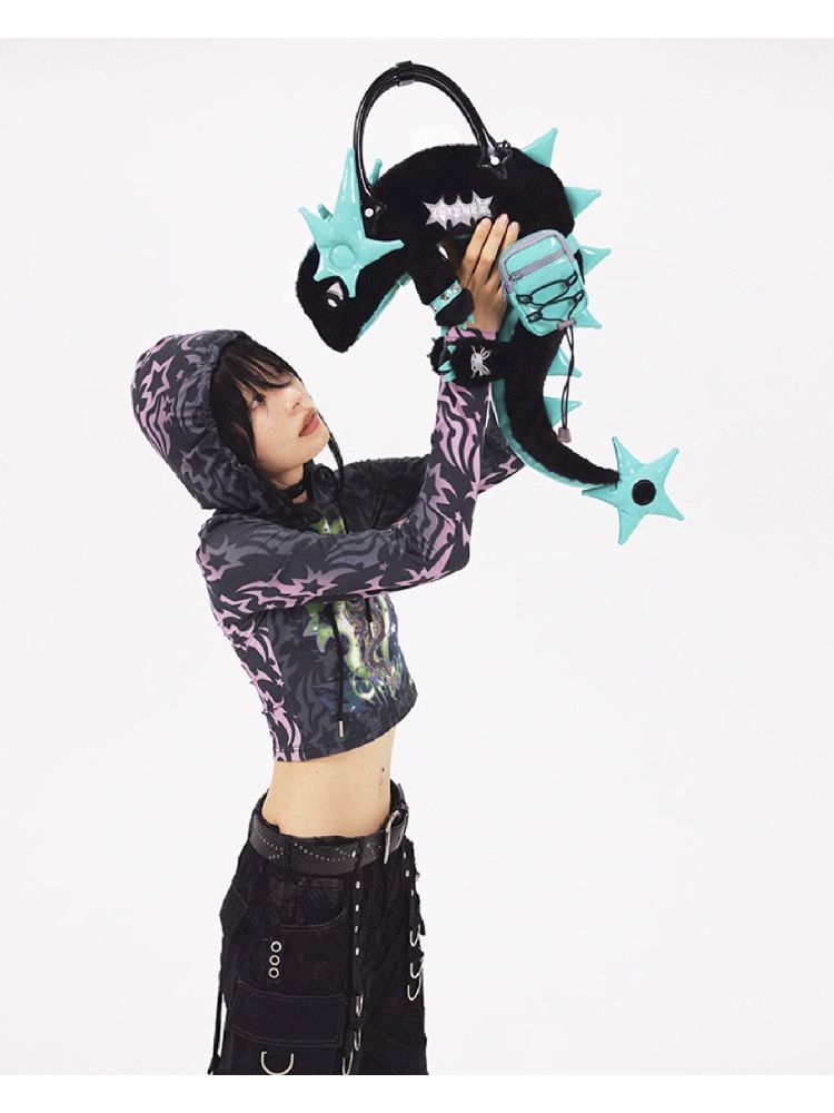 Dragon Print Short Sweatshirt【s0000005966】