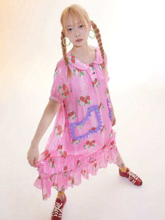 Strawberry Doll Neck Dress【s0000009786】