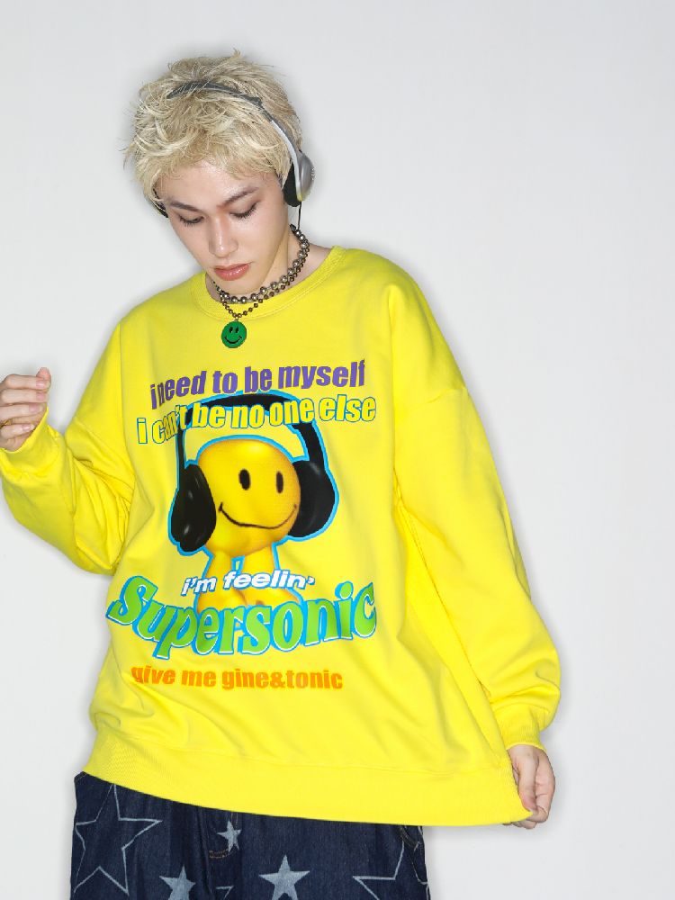 American Casual Street Smiley Loose Pullover【s0000010265】
