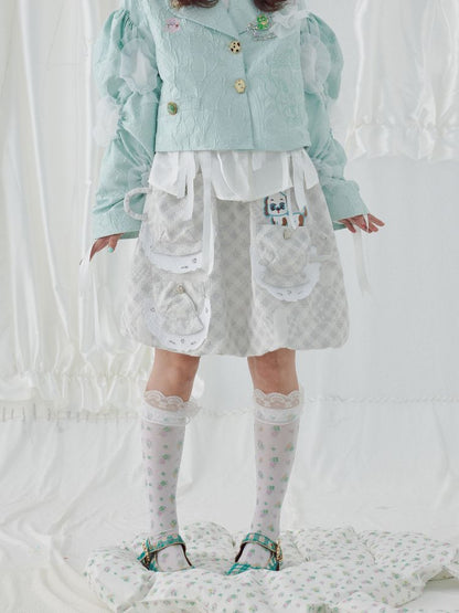 Teacup Cute Two-Tone Halter Skirt【s0000004644】