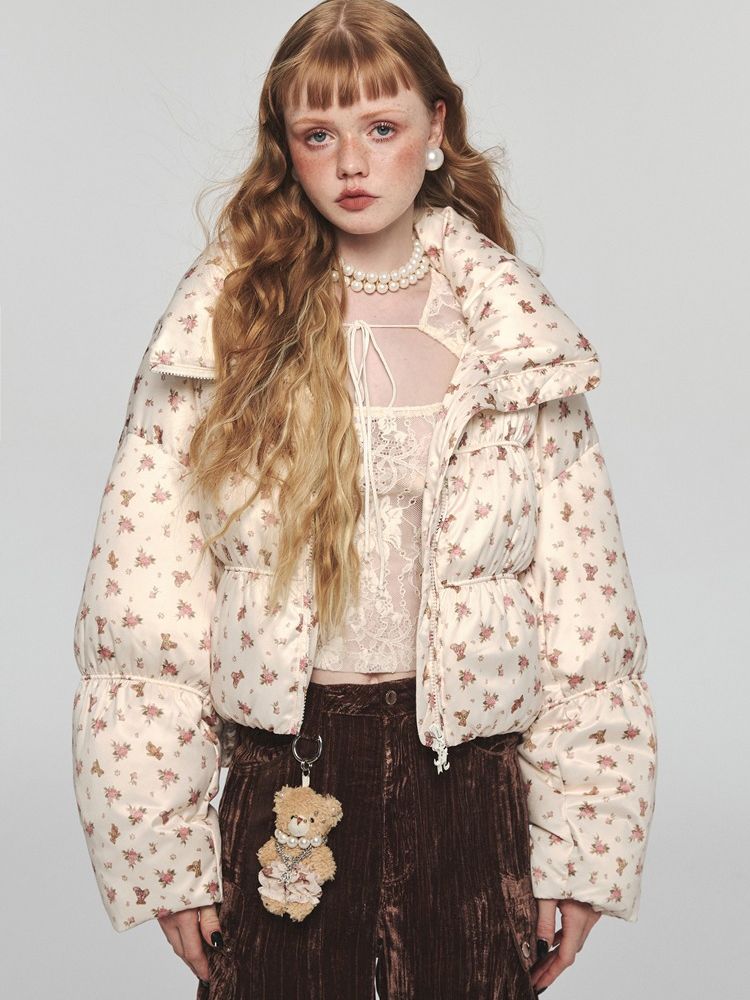 Down floral down jacket【s0000004748】