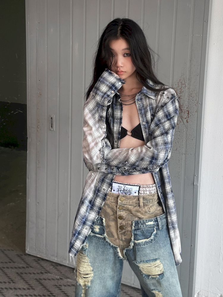 Old Studded Plaid Swoosh Work Shirt【s0000008494】