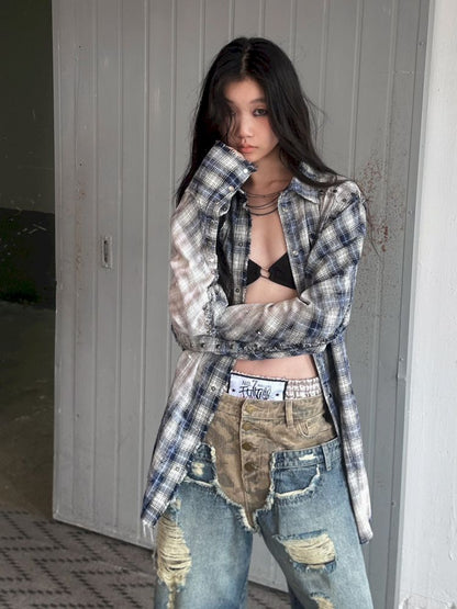 Old Studded Plaid Swoosh Work Shirt【s0000008494】