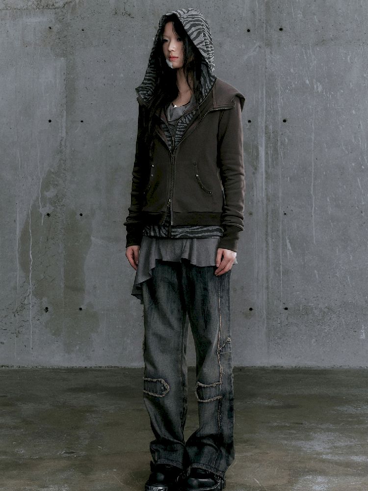 Striped Knit Sweatshirt Jacket【s0000010397】