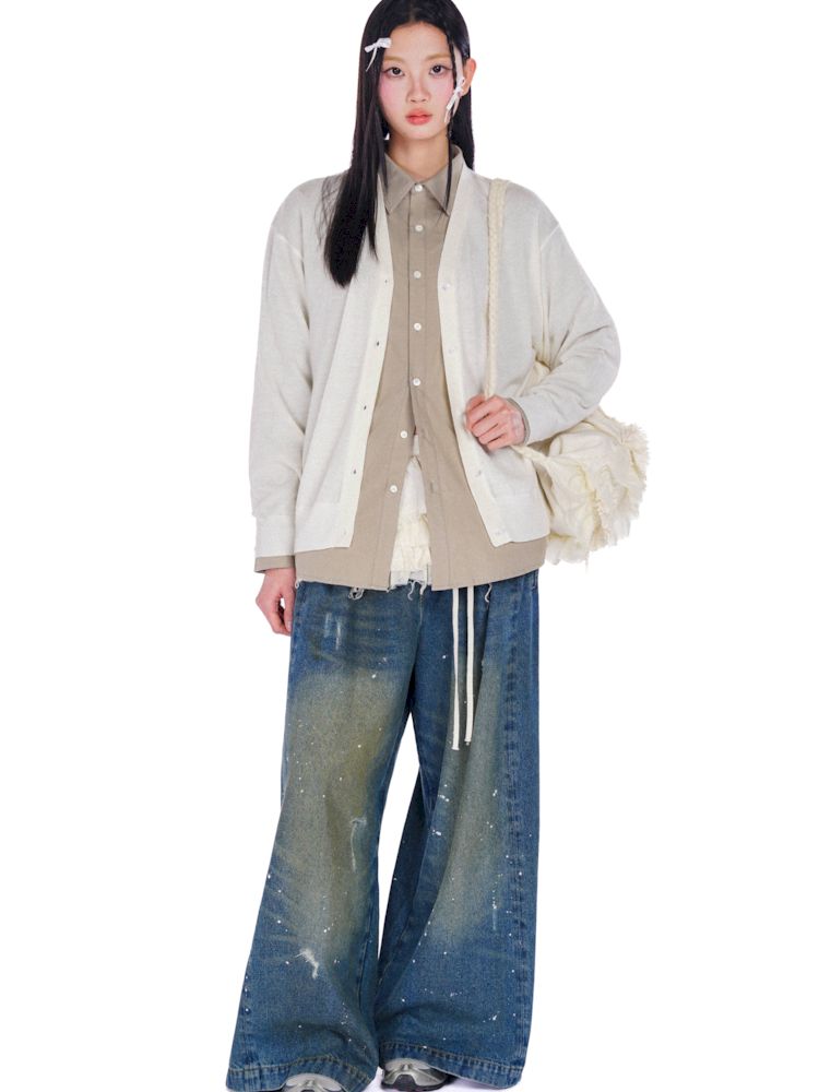 Long soft feeling V-neck knitted cardigan【s0000008606】